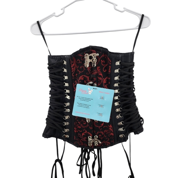 Bunny Corset Women's Calliope Underbust Corset Gothic Black/Maroon - Picture 2 of 12
